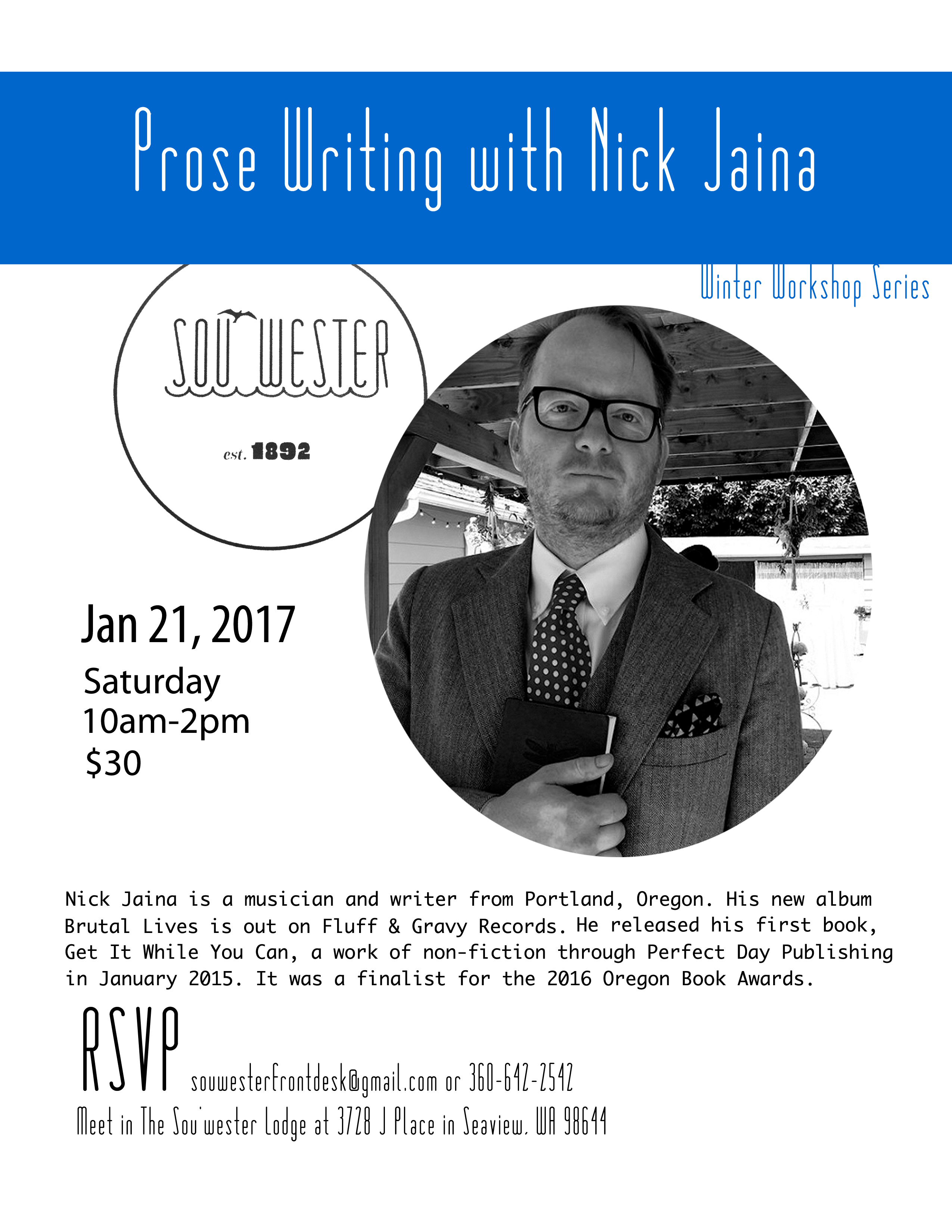 Prose Writing Workshop with Nick Jaina