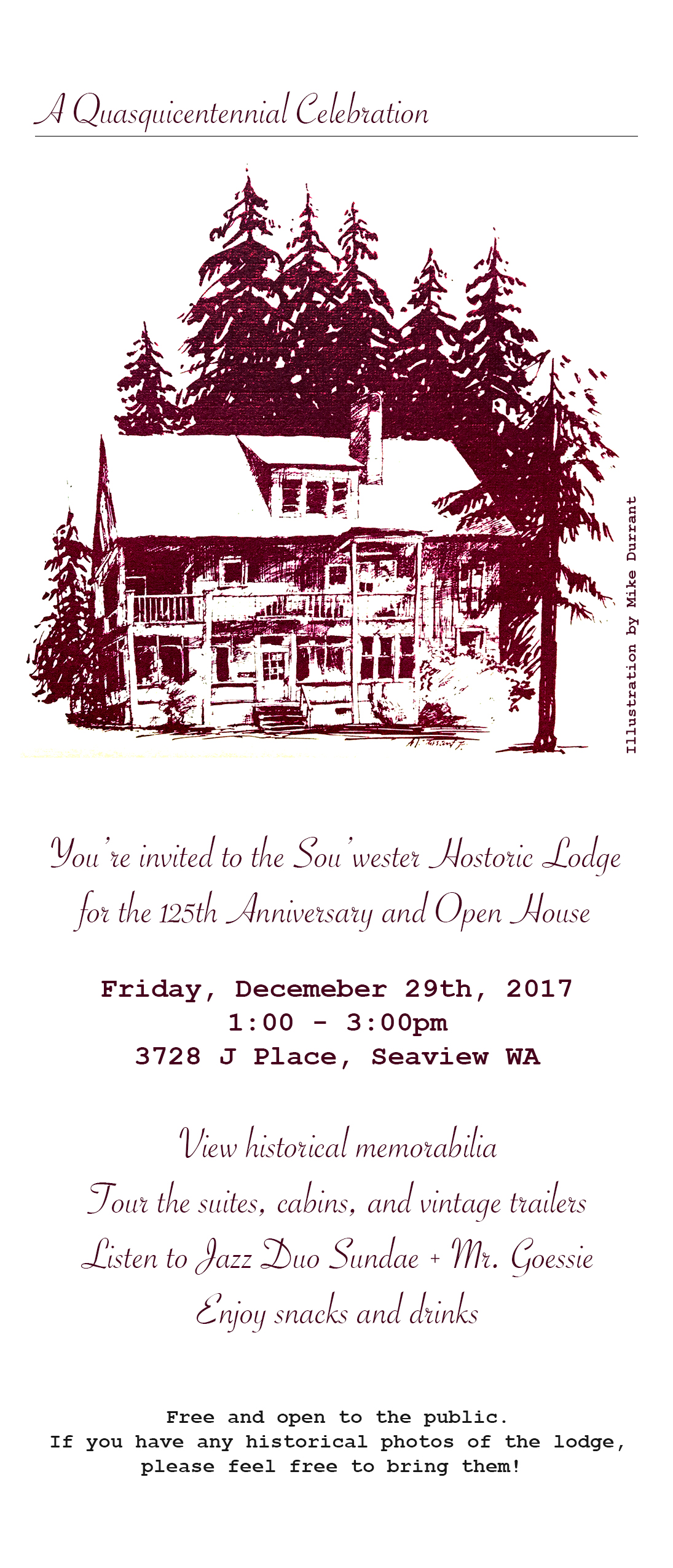 Open House: Celebration of Historic Sou'wester Lodge 125 Years