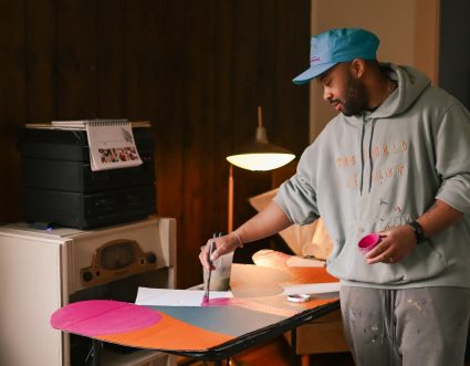 Painter painting at the Sou'Wester Artist Residency